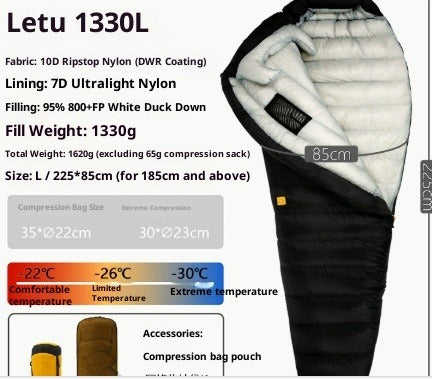 Ultralight Down Sleeping Bag for Camping & Hiking