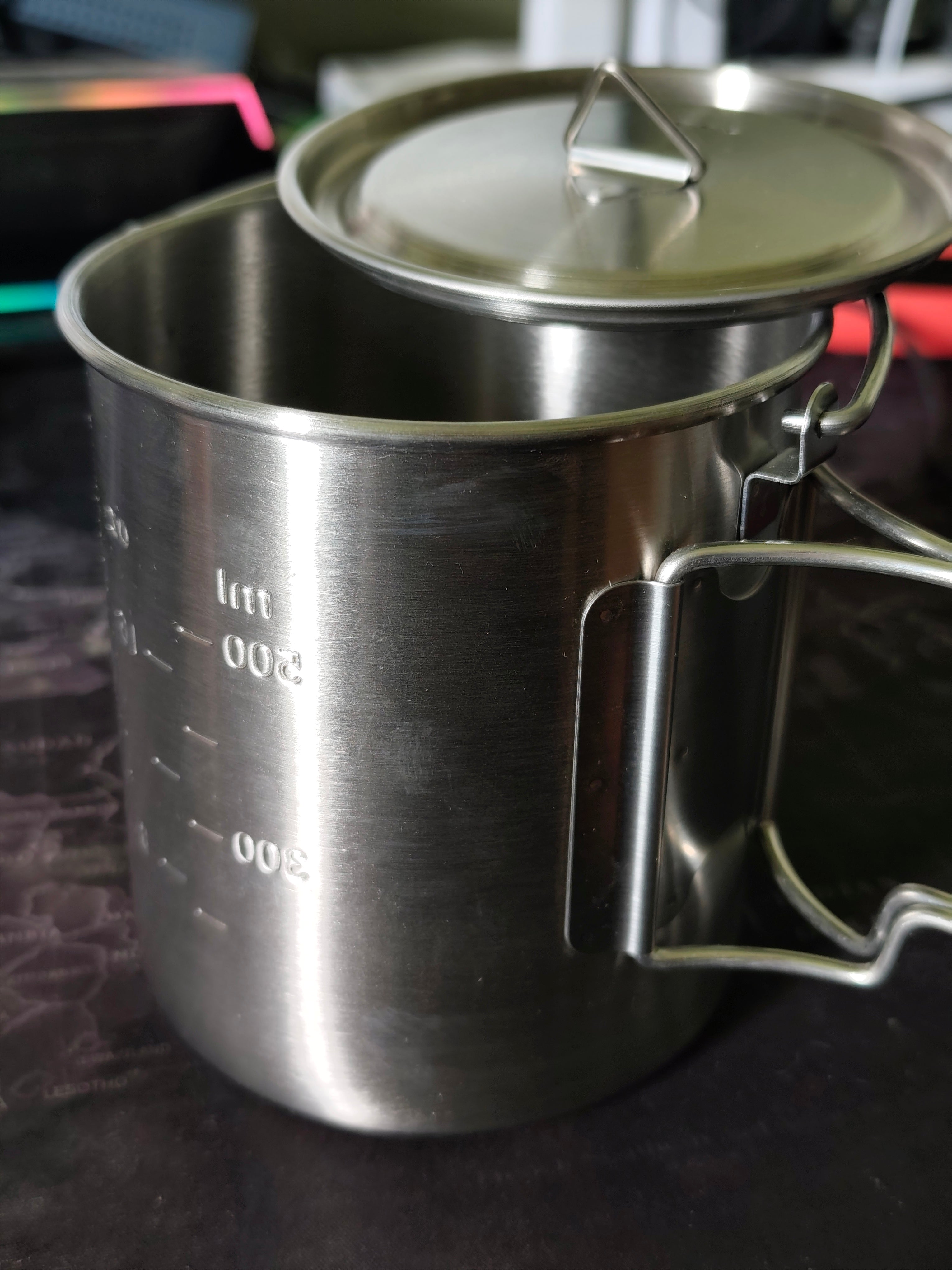 750ml Stainless Steel Camp Cook Pot with Lid & Hanging Hook - Fire & Gas Compatible