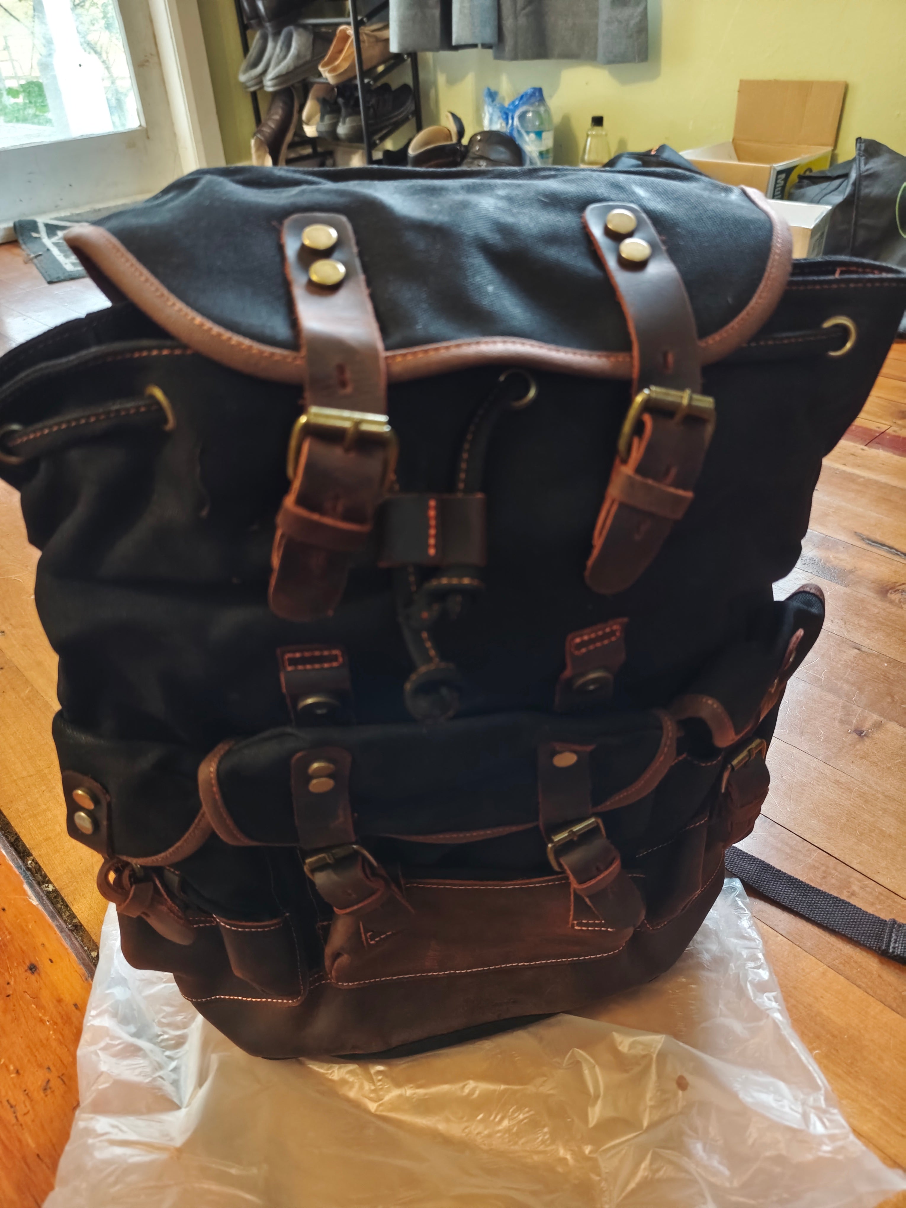 Waxed Canvas Leather Backpack — Retro Heritage Rucksack | Travel & Adventure Pack
