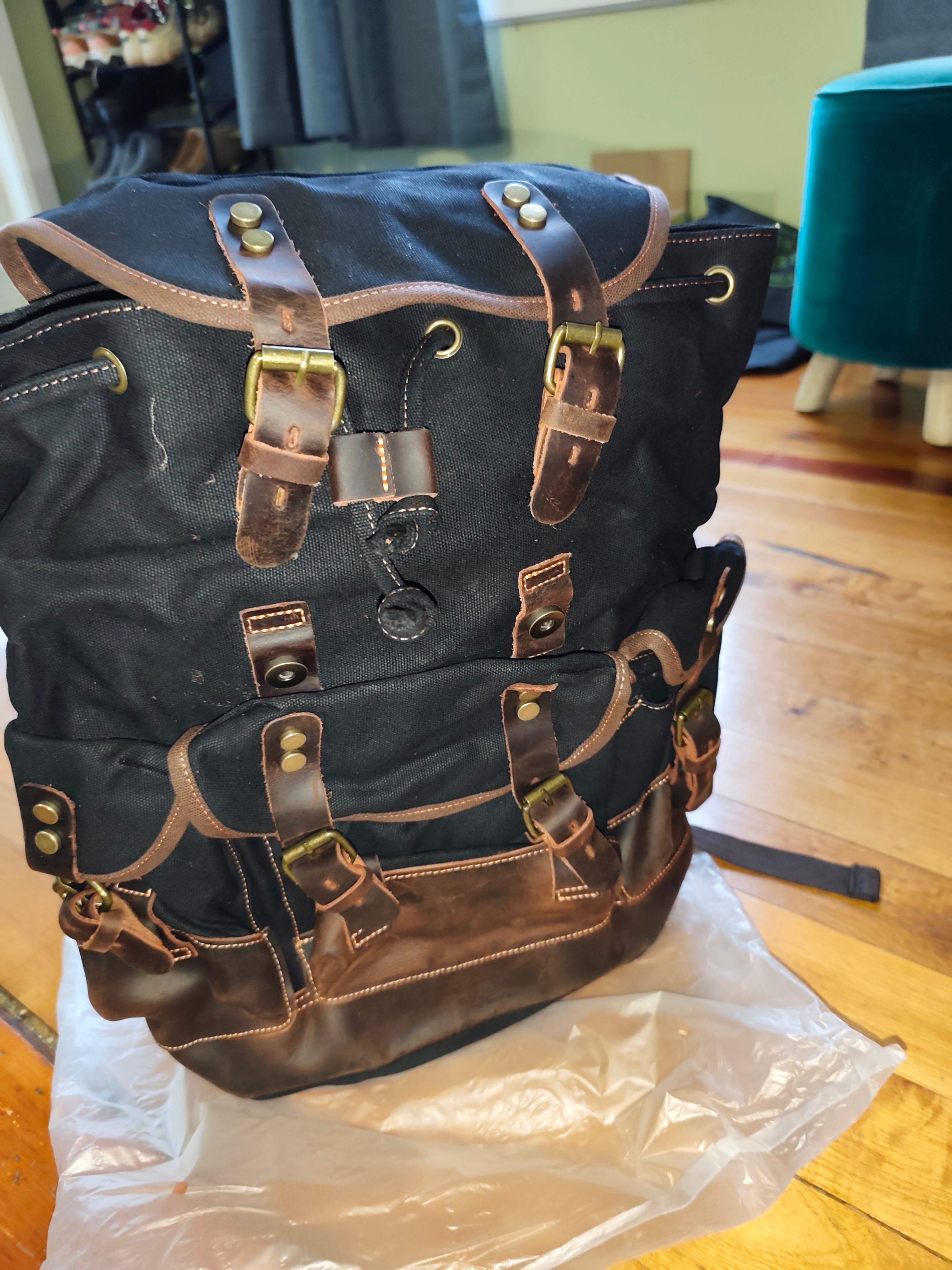 Waxed Canvas Leather Backpack — Retro Heritage Rucksack | Travel & Adventure Pack