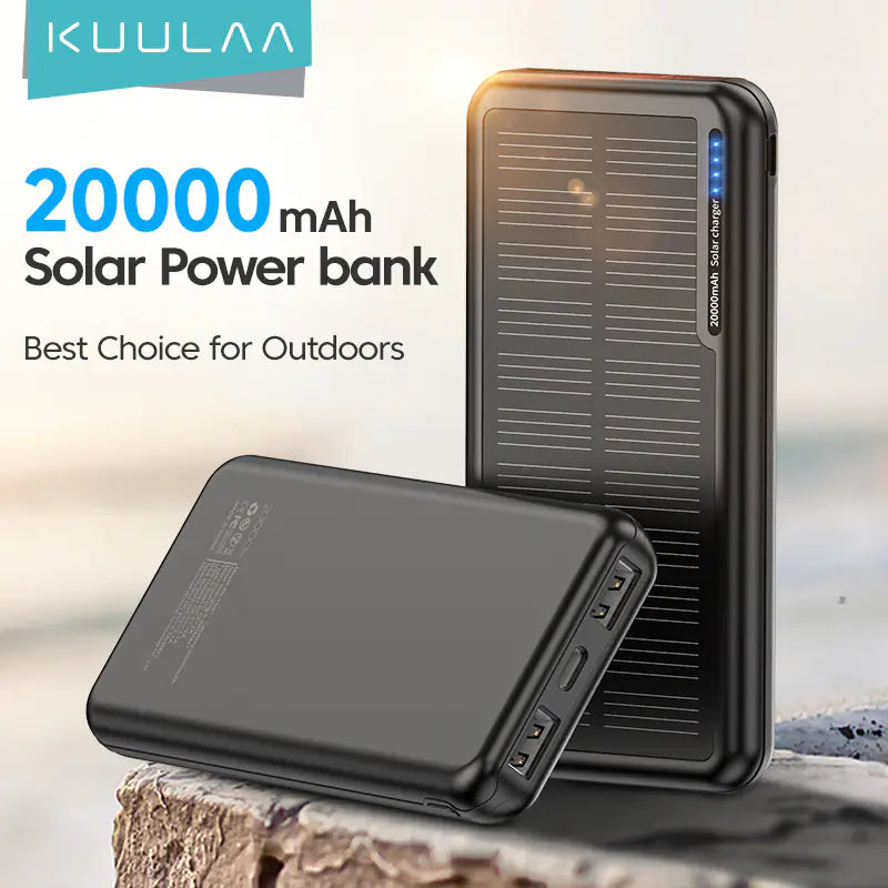 KUULAA 20000mAh Solar Power Bank - PD18W Fast Charging, Multi-Port | Portable Power