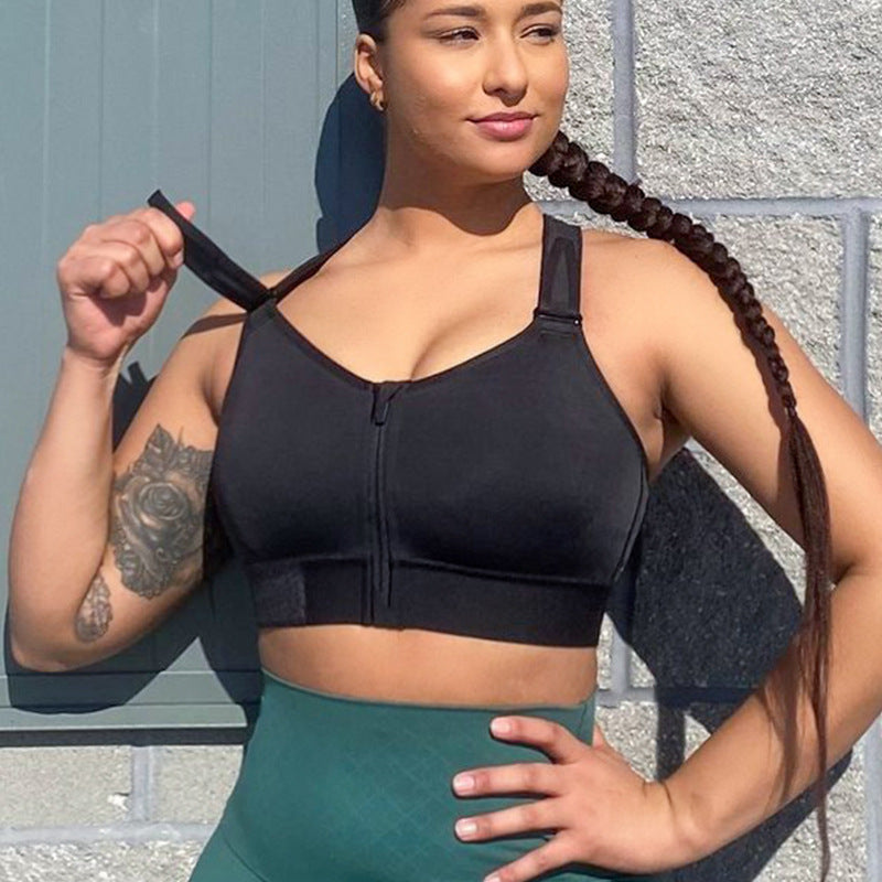 High-Impact Sports Bra for Plus-Size Women - Front-Zip Workout Bra