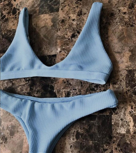 Women's Textured V-Neck Two-Piece Bikini Set