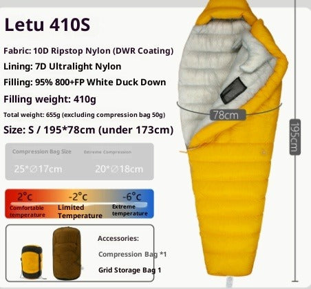 Ultralight Down Sleeping Bag for Camping & Hiking