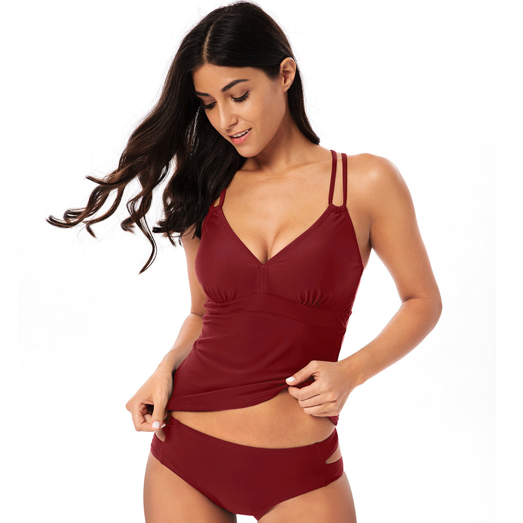 Women's V-Neck Double-Strap Tankini Set