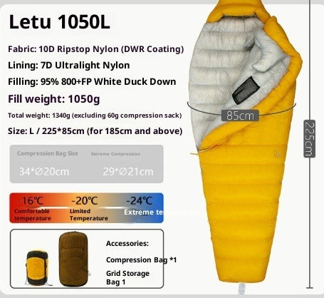 Ultralight Down Sleeping Bag for Camping & Hiking