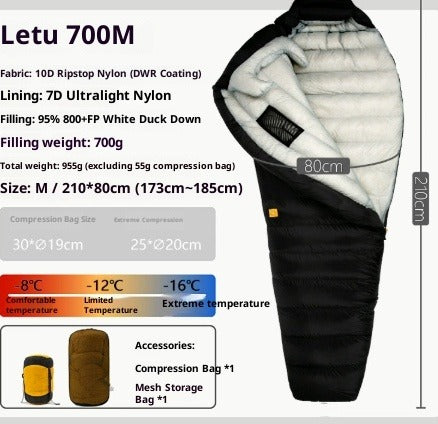 Ultralight Down Sleeping Bag for Camping & Hiking