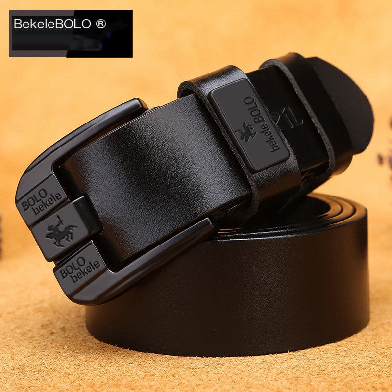 BekeleBOLO Genuine Cowhide Leather Belt — Split-Bar Alloy Buckle | Men's