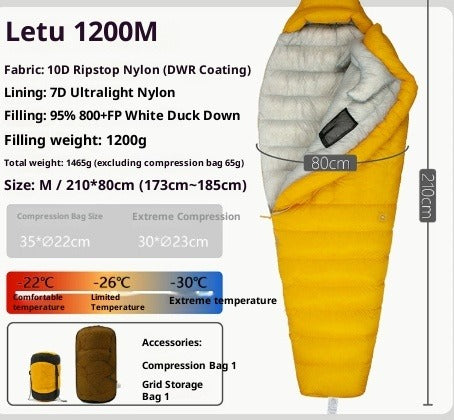 Ultralight Down Sleeping Bag for Camping & Hiking