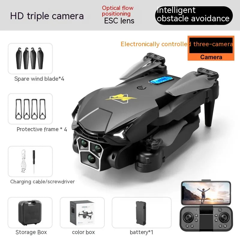 UAV Three Camera HD Drone - Optical Flow Positioning with Obstacle Avoidance | Orange & Black