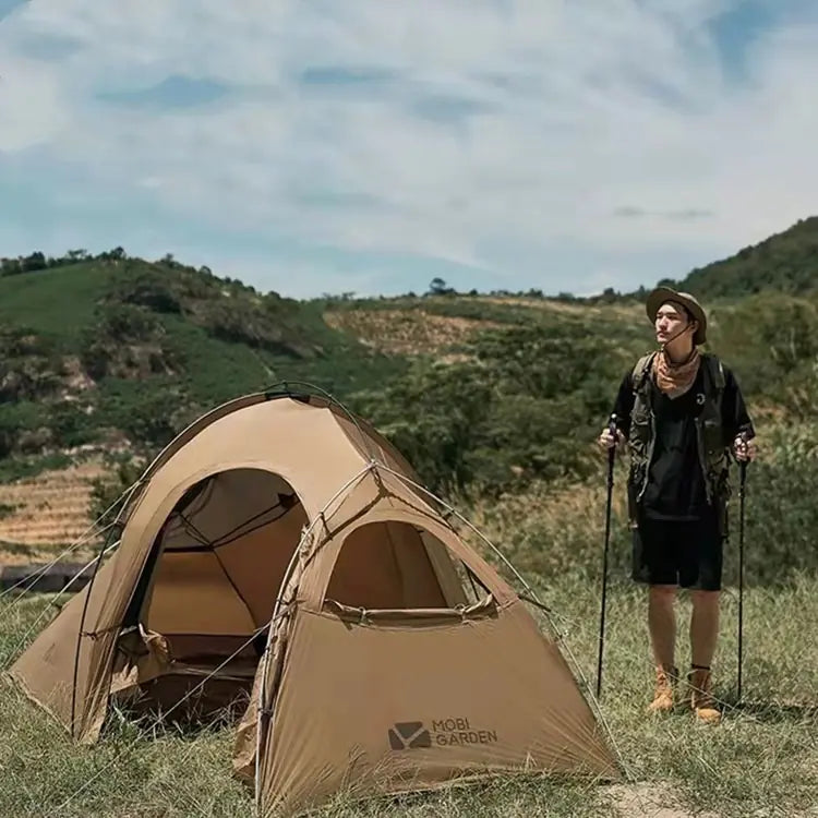 Portable Outdoor Camping Tent with Vestibule - 1-3 Person Double Layer Waterproof Tent | Aluminum Frame