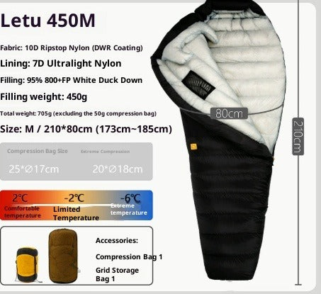 Ultralight Down Sleeping Bag for Camping & Hiking