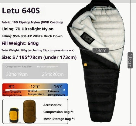 Ultralight Down Sleeping Bag for Camping & Hiking