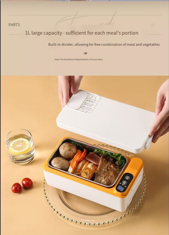 Electric Heated Lunch Box XL — Cordless Self-Heating with Keep Warm & Stainless Steel Inner