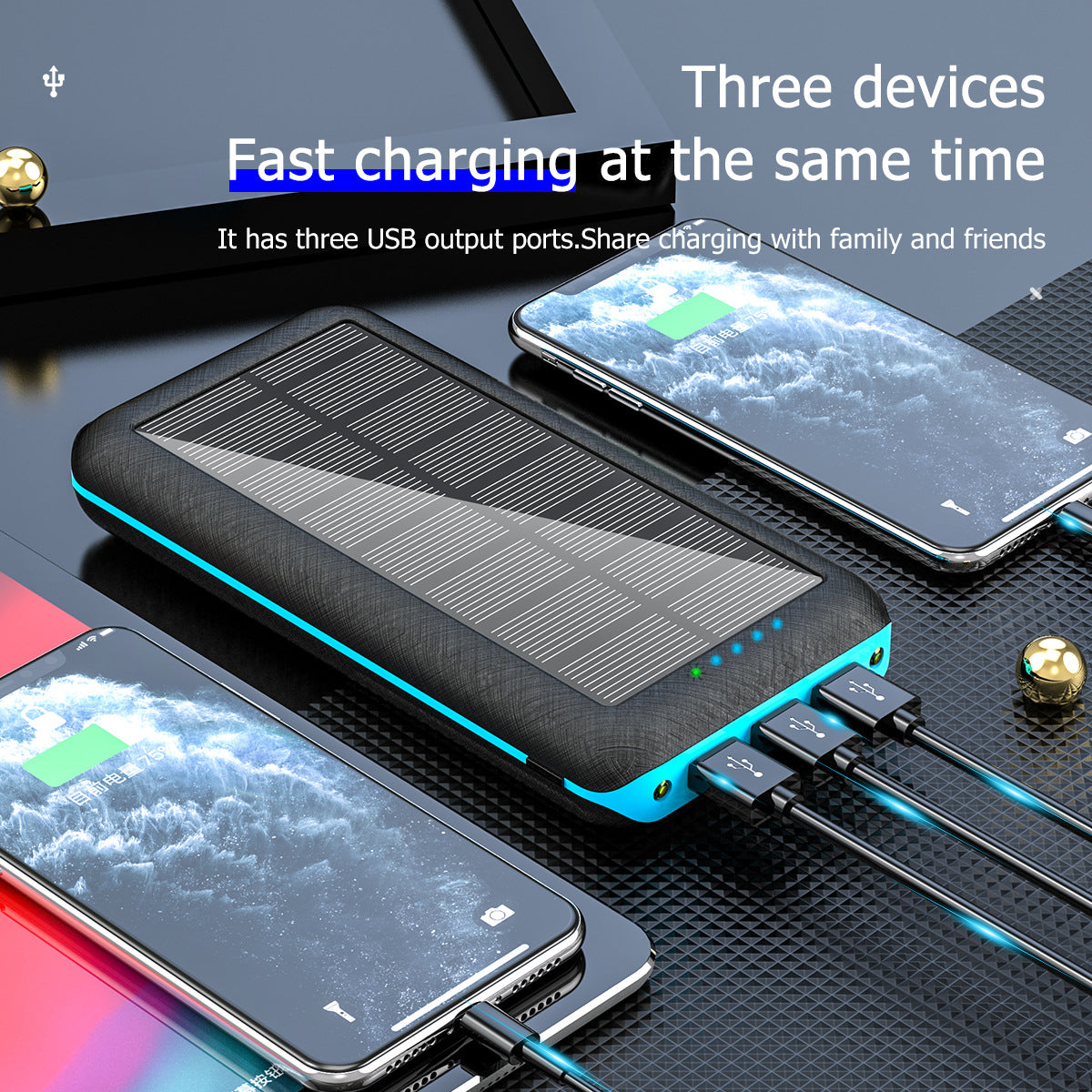 Solar Power Bank 3 USB — 10W Fast Charge 10000 & 20000mAh | Outdoor