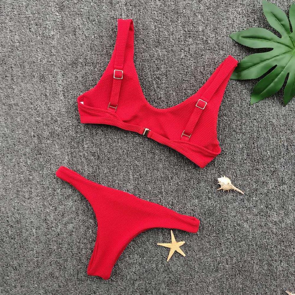 Women's Textured V-Neck Two-Piece Bikini Set