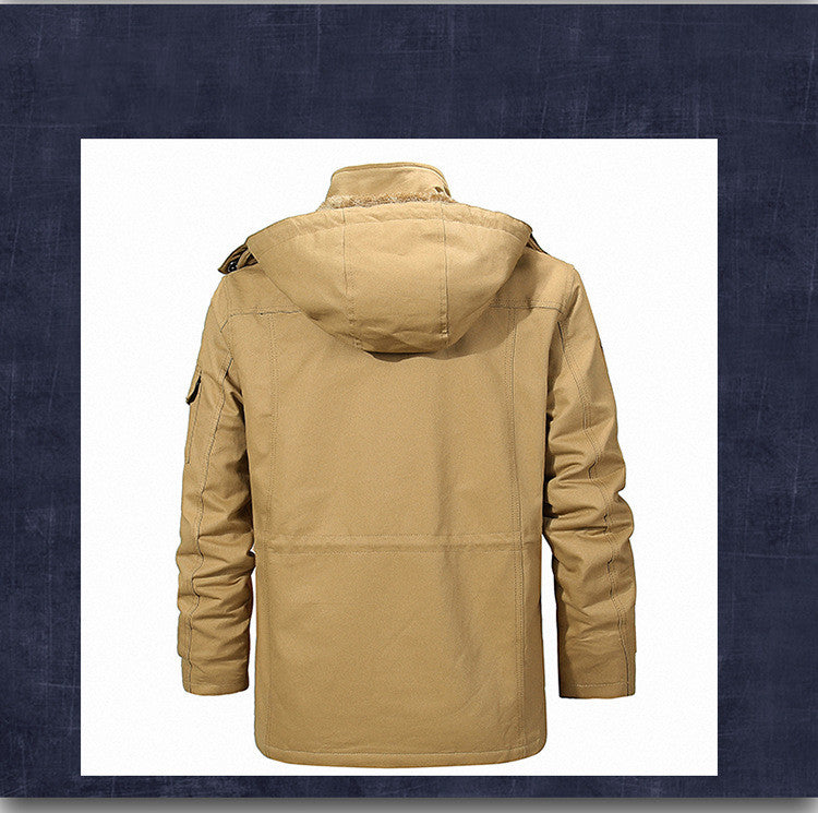 Men's Hooded Cotton Jacket — Removable Velvet Lining | Casual Winter Coat