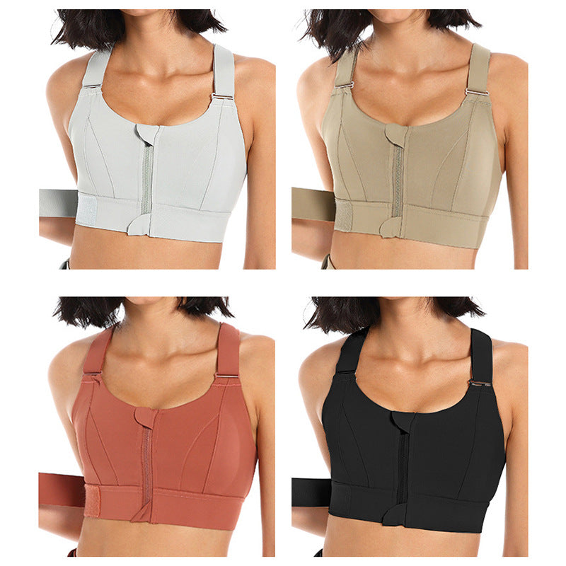 High-Impact Sports Bra for Plus-Size Women - Front-Zip Workout Bra