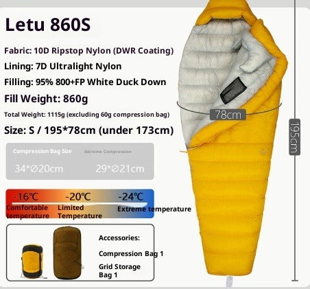 Ultralight Down Sleeping Bag for Camping & Hiking