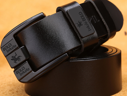 BekeleBOLO Genuine Cowhide Leather Belt — Split-Bar Alloy Buckle | Men's