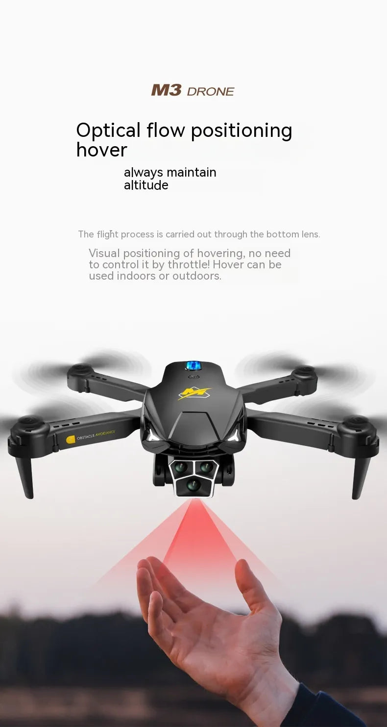 UAV Three Camera HD Drone - Optical Flow Positioning with Obstacle Avoidance | Orange & Black