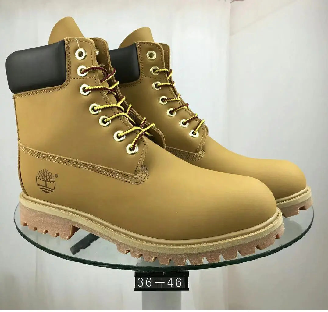 Classic Leather Work Boots - Durable Cowhide Waterproof Boots for Men and Women | Outdoor Hiking