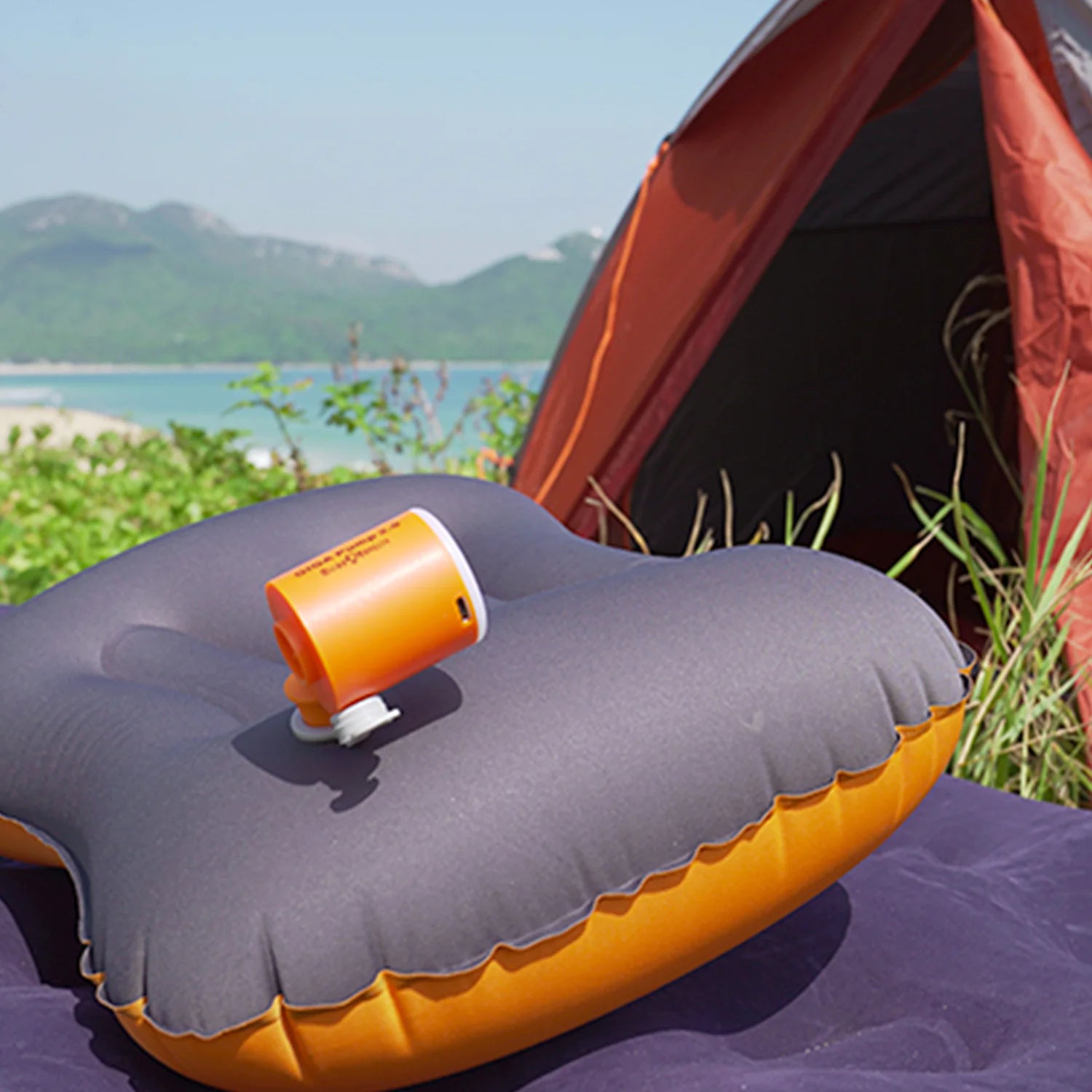 Portable Rechargeable Air Pump with LED Light - 3-in-1 Camping Inflator