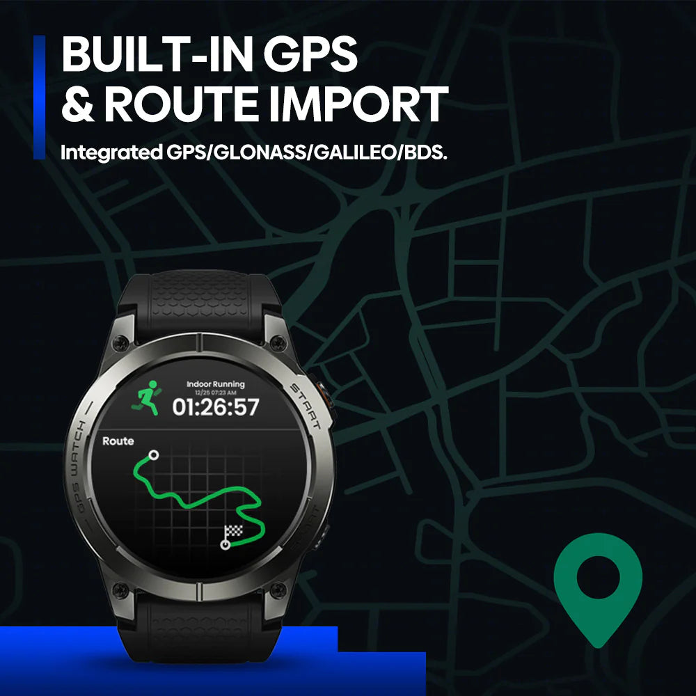 GPS Positioning Sport Smart Watch - Waterproof Fitness Tracker with Heart Rate & Sleep Monitor | AMOLED Display
