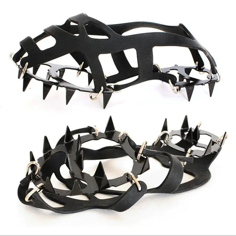 18-Tooth Stainless Steel Ice Crampons for Climbing - Silicone Anti-Slip Traction | M & L