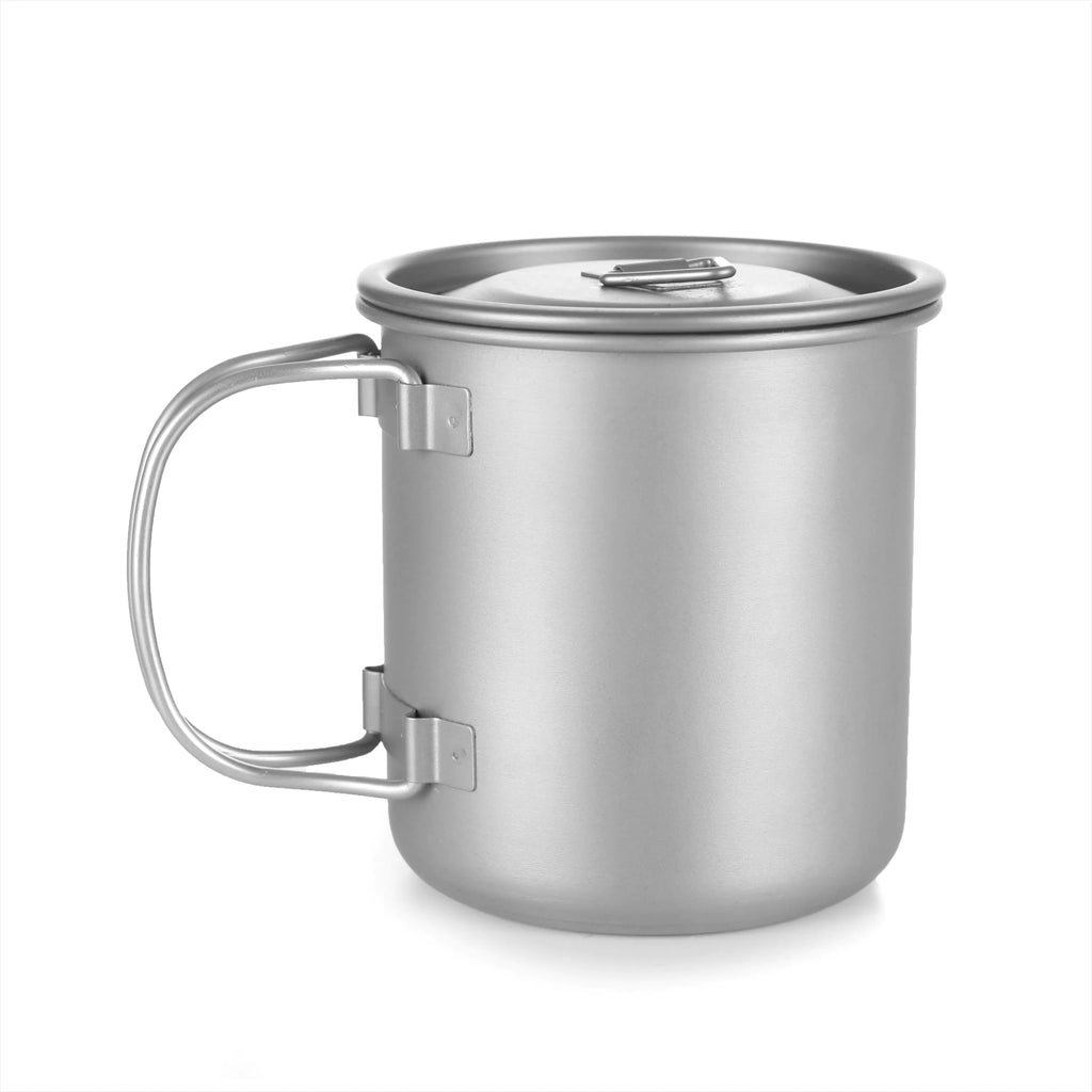 Titanium Folding Cup for Camping - Collapsible Travel Mug with Lid | Ultralight Outdoor Drinkware