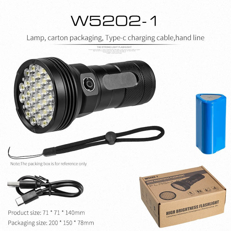 High-Power LED Flashlight — Rechargeable Aluminium Torch for Outdoor, Emergency & Self-Defence