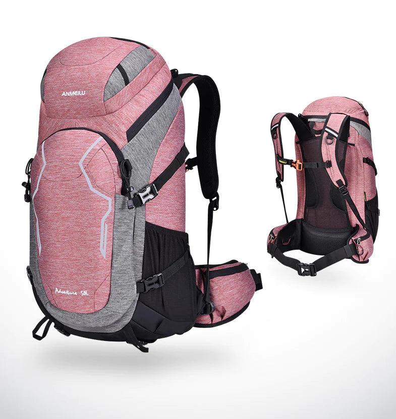 50L Nylon Hiking Backpack - Lightweight Outdoor Sports Pack with Embroidered Design | Adventure Rucksack