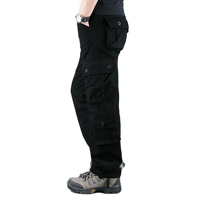 Khaki Military Cargo Pants — Multi-Pocket Tactical Wear | Men's Casual Outdoor