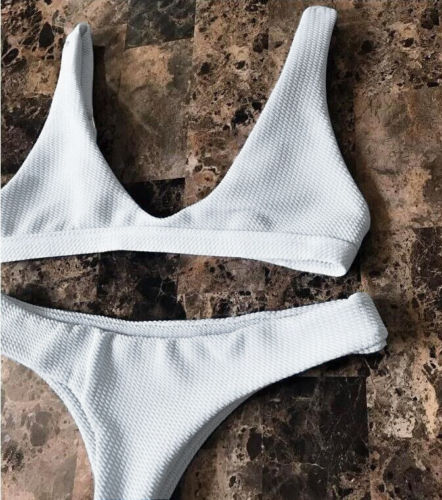 Women's Textured V-Neck Two-Piece Bikini Set