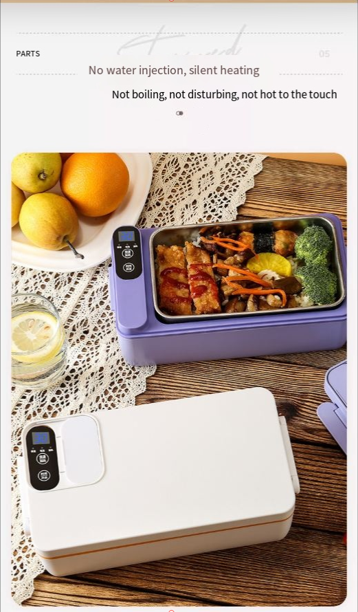 Electric Heated Lunch Box XL — Cordless Self-Heating with Keep Warm & Stainless Steel Inner