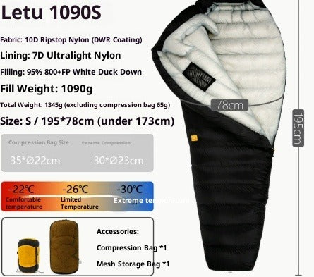 Ultralight Down Sleeping Bag for Camping & Hiking