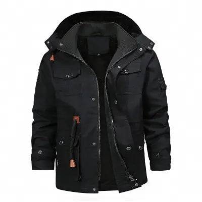 Men's Hooded Cotton Jacket — Removable Velvet Lining | Casual Winter Coat