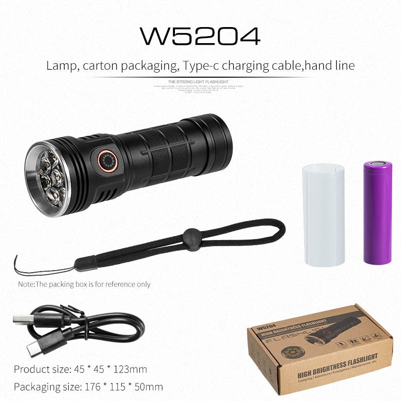 High-Power LED Flashlight — Rechargeable Aluminium Torch for Outdoor, Emergency & Self-Defence