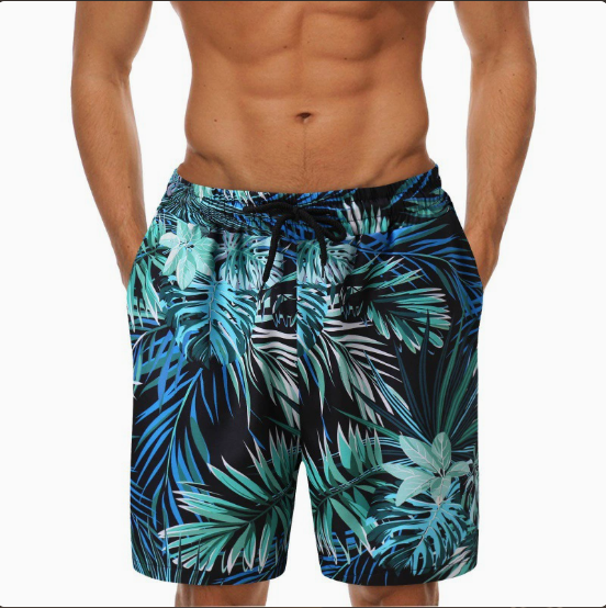 Mathias Shorts - Brown Men's Swim Trunks with Print