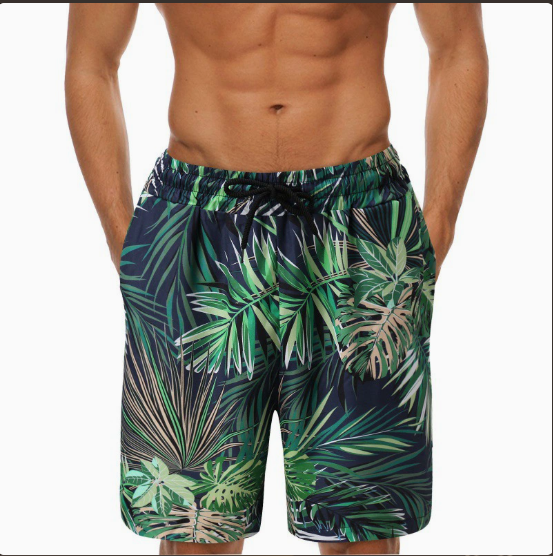 Mathias Shorts - Brown Men's Swim Trunks with Print