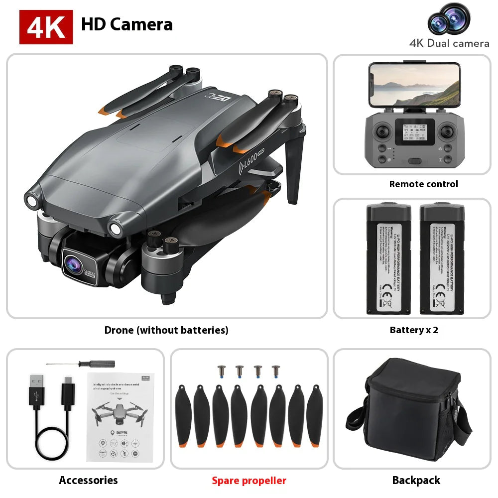 L600 PRO MAX Drone - 4K HD Camera with GPS Smart Return & Laser Obstacle Avoidance | Aerial Photography