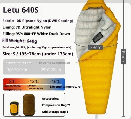 Ultralight Down Sleeping Bag for Camping & Hiking