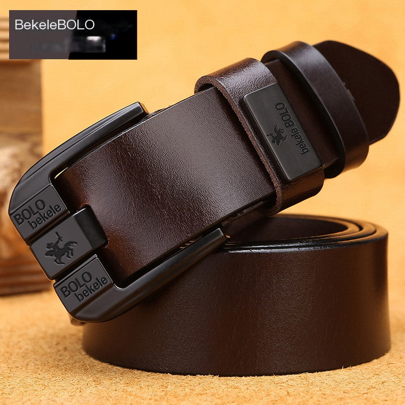 BekeleBOLO Genuine Cowhide Leather Belt — Split-Bar Alloy Buckle | Men's