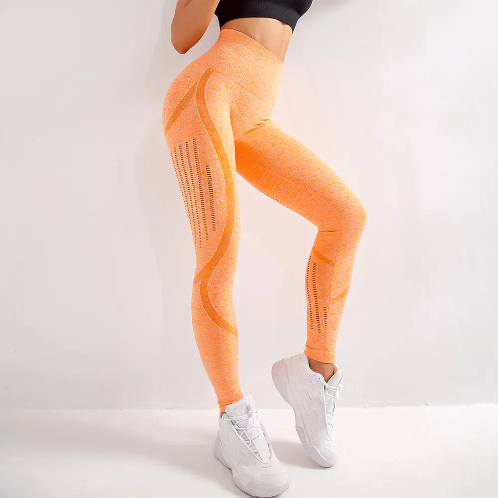High Waist Knitted Yoga Pants for Women - Seamless Stretch Activewear | Athletic Leggings