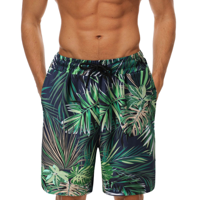 Mathias Shorts - Brown Men's Swim Trunks with Print