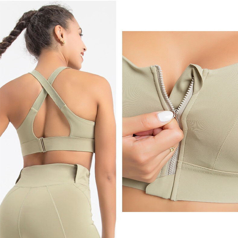 High-Impact Sports Bra for Plus-Size Women - Front-Zip Workout Bra