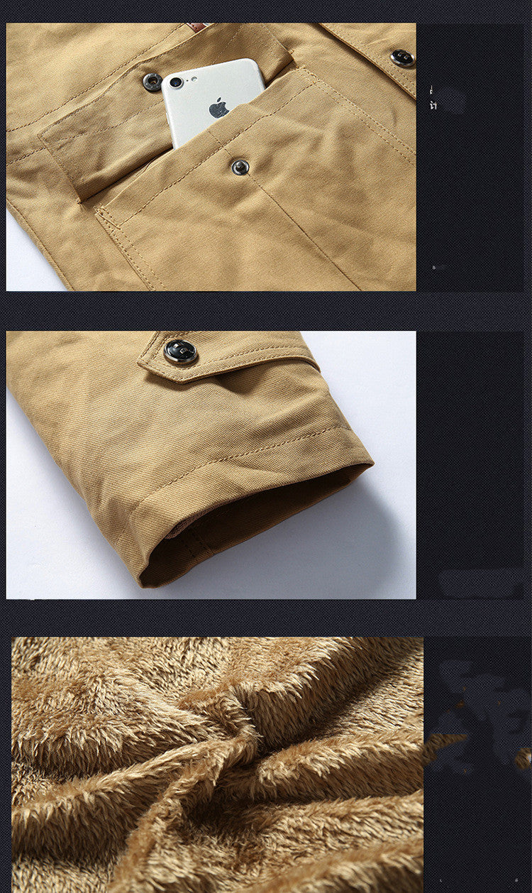 Men's Hooded Cotton Jacket — Removable Velvet Lining | Casual Winter Coat