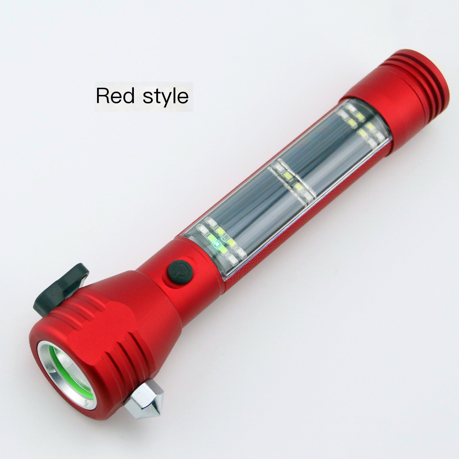 High-Power Solar Rechargeable Flashlight with Emergency Hammer