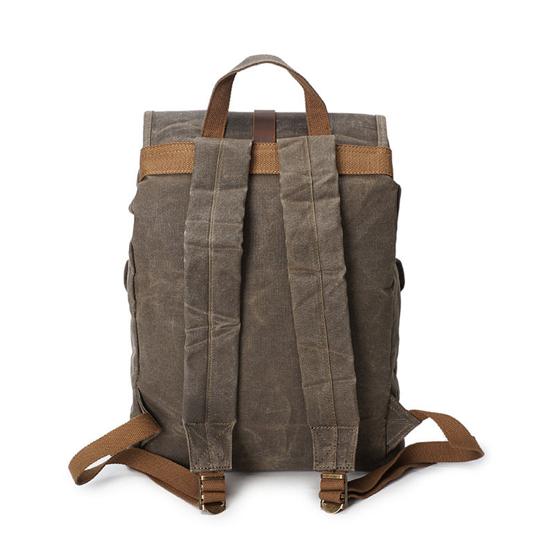 Men's Waxed Canvas Backpack — Vintage Leather Trim Waterproof | Travel & Hiking