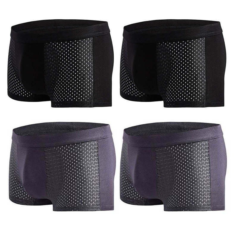 Men's Modal Boxer Shorts — Breathable Mesh Mid-Waist Underwear | Single & 4-Pack